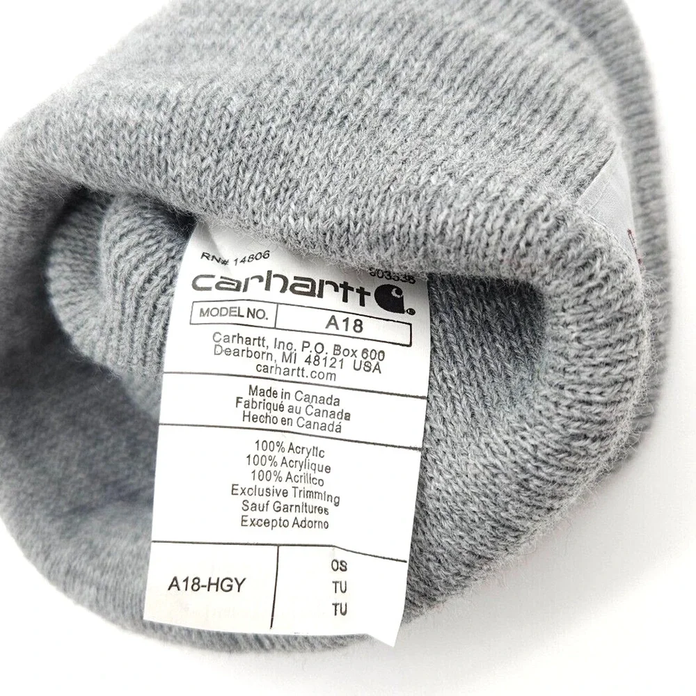 Carhartt Adult One Size‎ Gray Warm Winter Snow Cap Knit Cuffed Watch Beanie Hat
